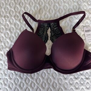 NWT - Soma EMBRACEABLE FC GEO LACE RACERBACK Color: MERLOT/BLACK SIZE 34C